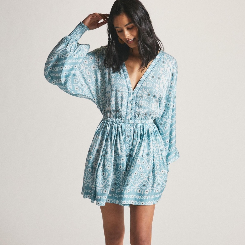 Anthropologie Blue Long Sleeve Dress